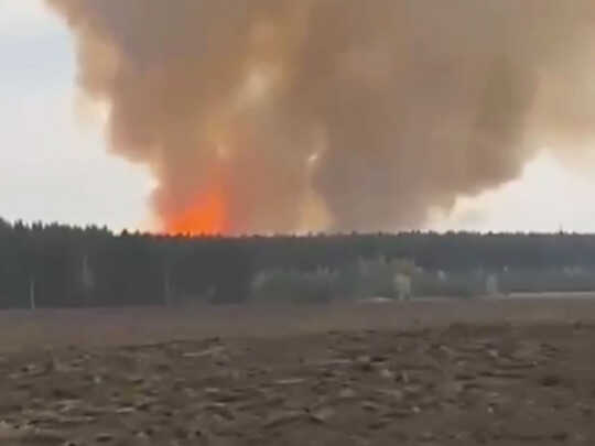 Пожар под Рязанью сняли с воздуха